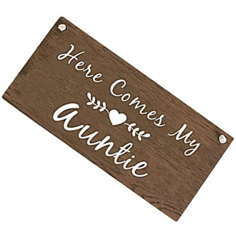 mesllings here comes my auntie - ring bearer sign - 4''x8'' wooden sign - flower girl sign - wedding wood sign - wedding phot