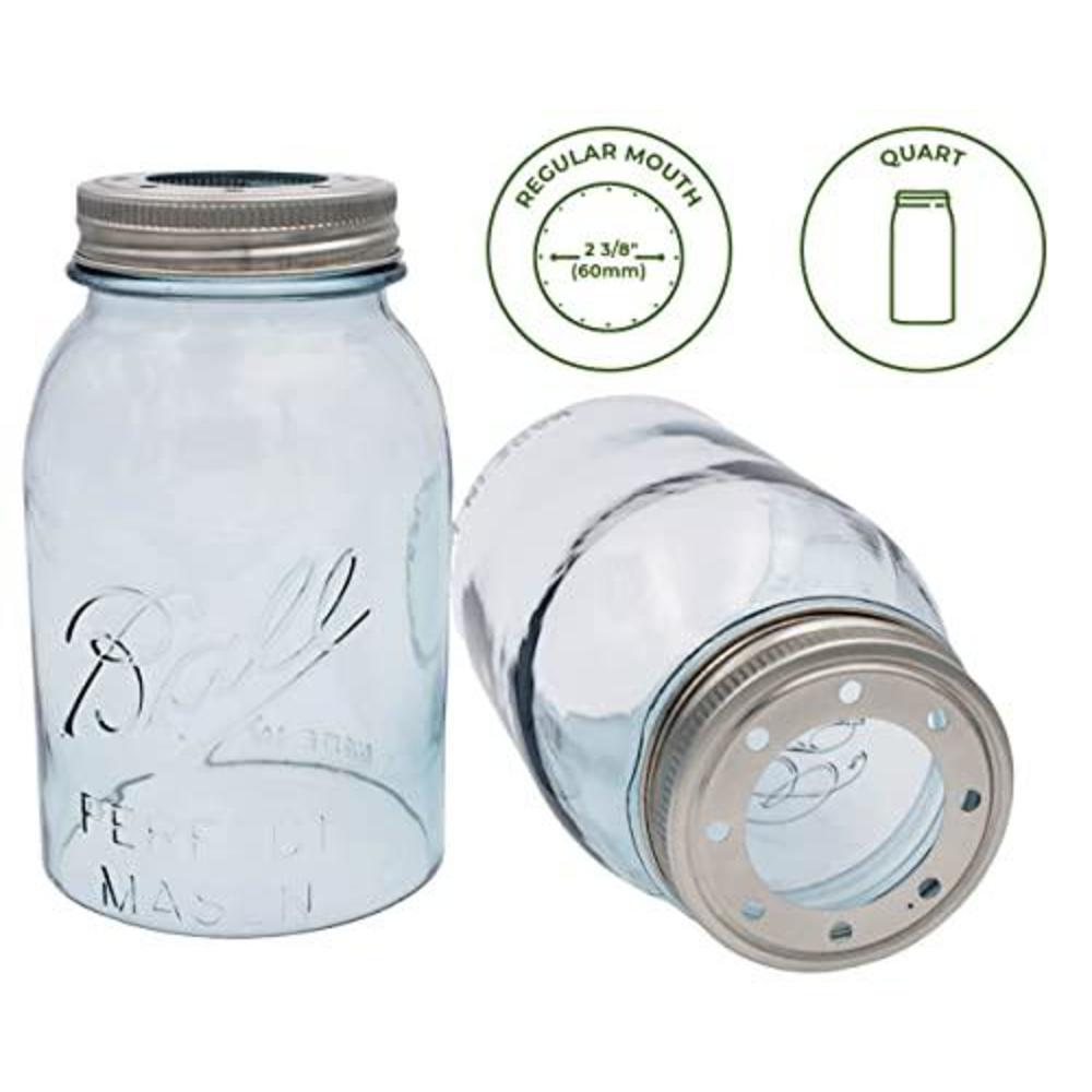 Mason Jar Lifestyle open bottom mason jar glass shade with 1-5/8-inch fitter opening lighting lid (rm quart ball, aqua)