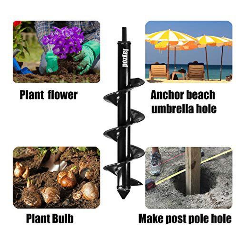 jayzod auger drill bit for planting 4"x25" garden auger spiral drill bit,bulb & bedding plant augers,plants drill bit for 3/8