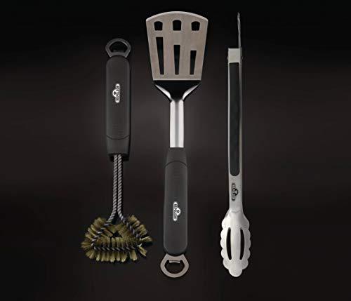 napoleon 70024 3 piece stainless steel bbq toolset grill tool set, multi