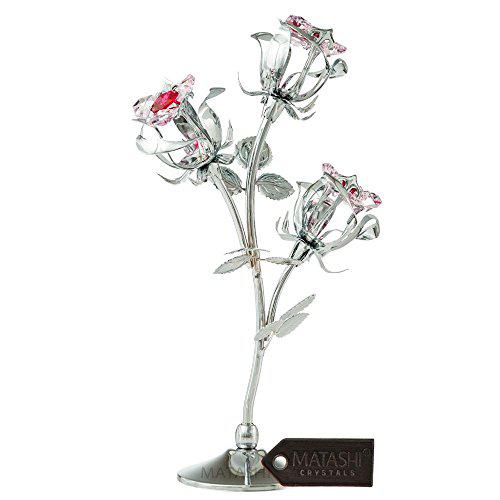 Matashi mother's day rose flower gift tabletop ornament w/ matashi crystals, elegant craftsmanship, best lovable gift for her, mother