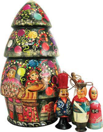g. debrekht russian christmas tree nested doll ornament matryoshka wooden stacking nested dolls wooden handmade toys gift for