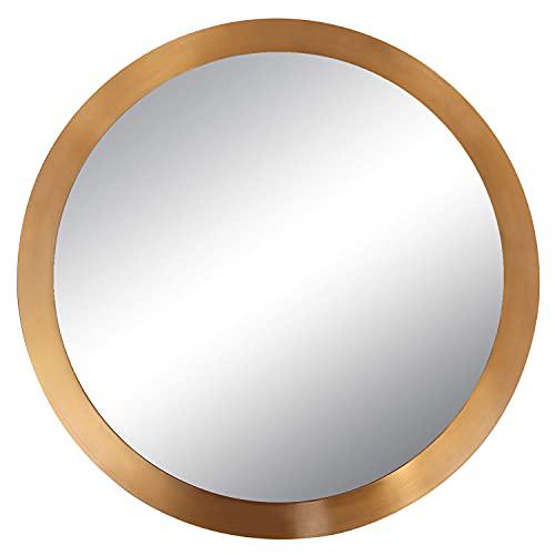 vecelo circle gold mirror 22.5 inch for bathrooms, entryways, living rooms decoration, round, metal