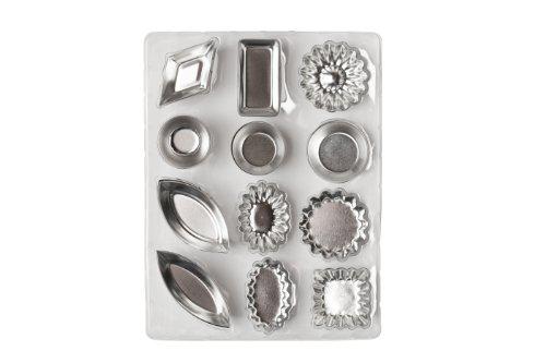 ateco tartlet mold set, 72-piece set inlcludes 12 shapes, 6 pcs of each,silver