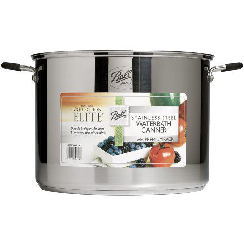 ball jar collection elite stainless-steel 21-quart waterbath canner with rack and glass lid (by jarden home brands)