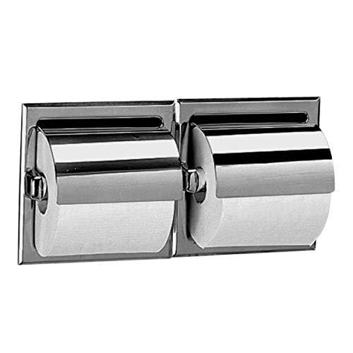 bobrick 6997 stainless steel recessed dual roll toilet tissue dispenser with hood, satin finish, 12-5/16" width x 6-1/8" heig