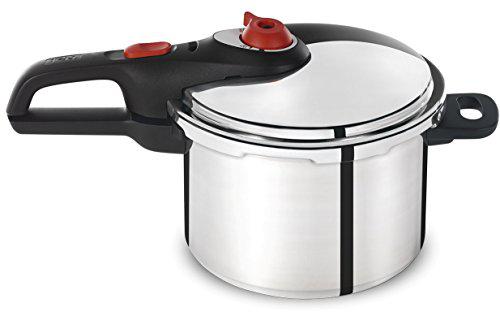 t-fal p2614634 secure aluminum initiatives 12-psi pressure cooker cookware, 6-quart, siver