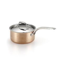 lagostina q5542364martellata tri-ply hammered stainless steel copper dishwasher safe oven safe saucepan cookware, 2-quart, co