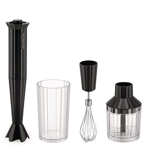 alessi mdl10sb/us pliss hand blender with measuring jug, whisk and chopper in thermoplastic resin, black. us