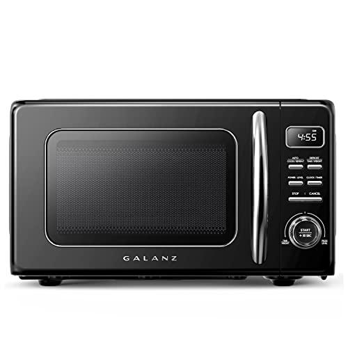 galanz glcmkz07bkr07 retro countertop microwave oven with auto cook & reheat, defrost, quick start functions, easy clean with