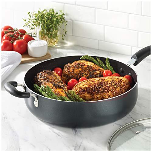 t-fal b36290 specialty nonstick 5 quart jumbo cooker saute pan with glass lid, black