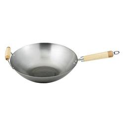 Helen?s Asian Kitchen Helens Asian Kitche Helen鈥檚 Asian Kitchen 97004 Wok, Carbon Steel and Bamboo, 14-Inches, 14 Inch, Silver