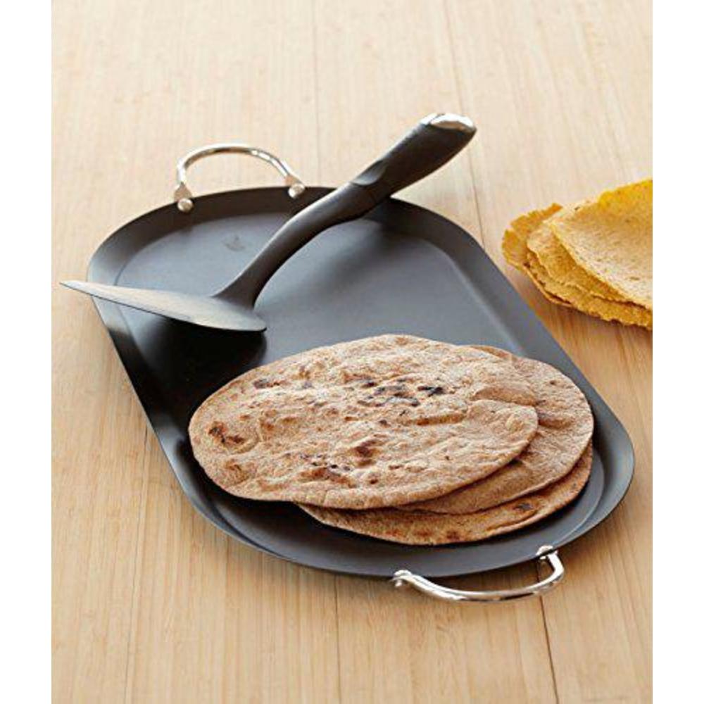 imusa oval shaped comal/griddle, 17-inch, black/silver