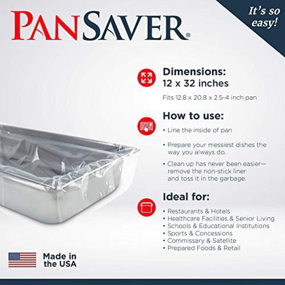 pansaver 42001 pansaver 42001 disposable pan liners fits 2-1/2"d to 4"d full-size steam table pans