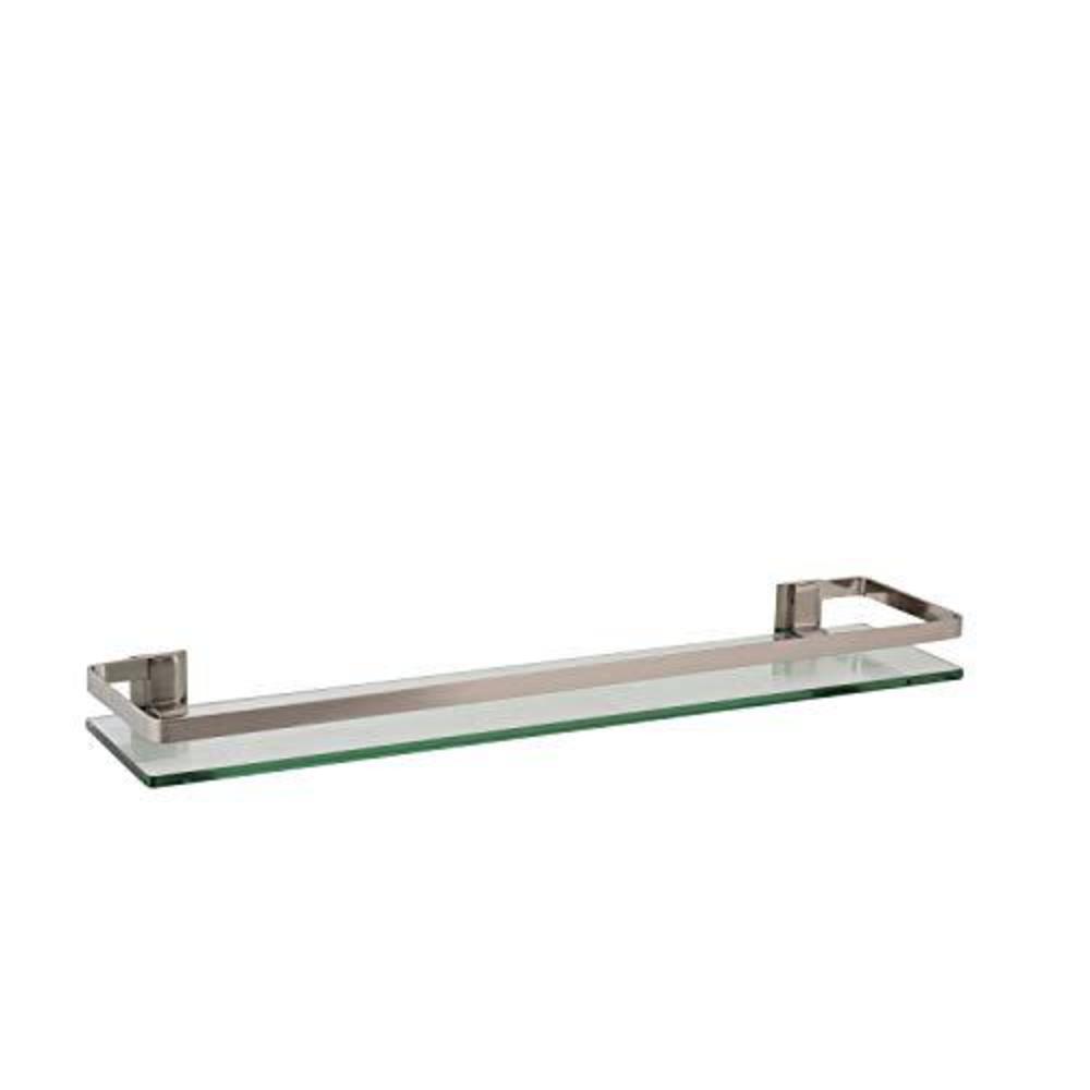 organize it all wall mounting glass shelf with nickle finish and rail