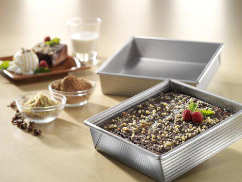 usa pan bakeware square cake pan, 8 inch, nonstick & quick release coating, made in the usa from aluminized steel