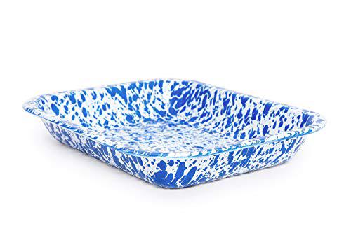 Crow Canyon Home enamelware small open roaster, 10.5 x 8 inches, blue/white splatter (single)