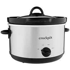crock-pot scr503sp 5-quart smudgeproof round manual slow cooker with dipper, silver