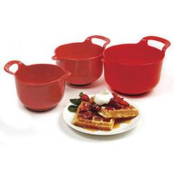 norpro 1020 , red, mixing bowls, set of 3, 4.5" x 8.75" x 6.75" / 11.5cm x 22cm x 17cm