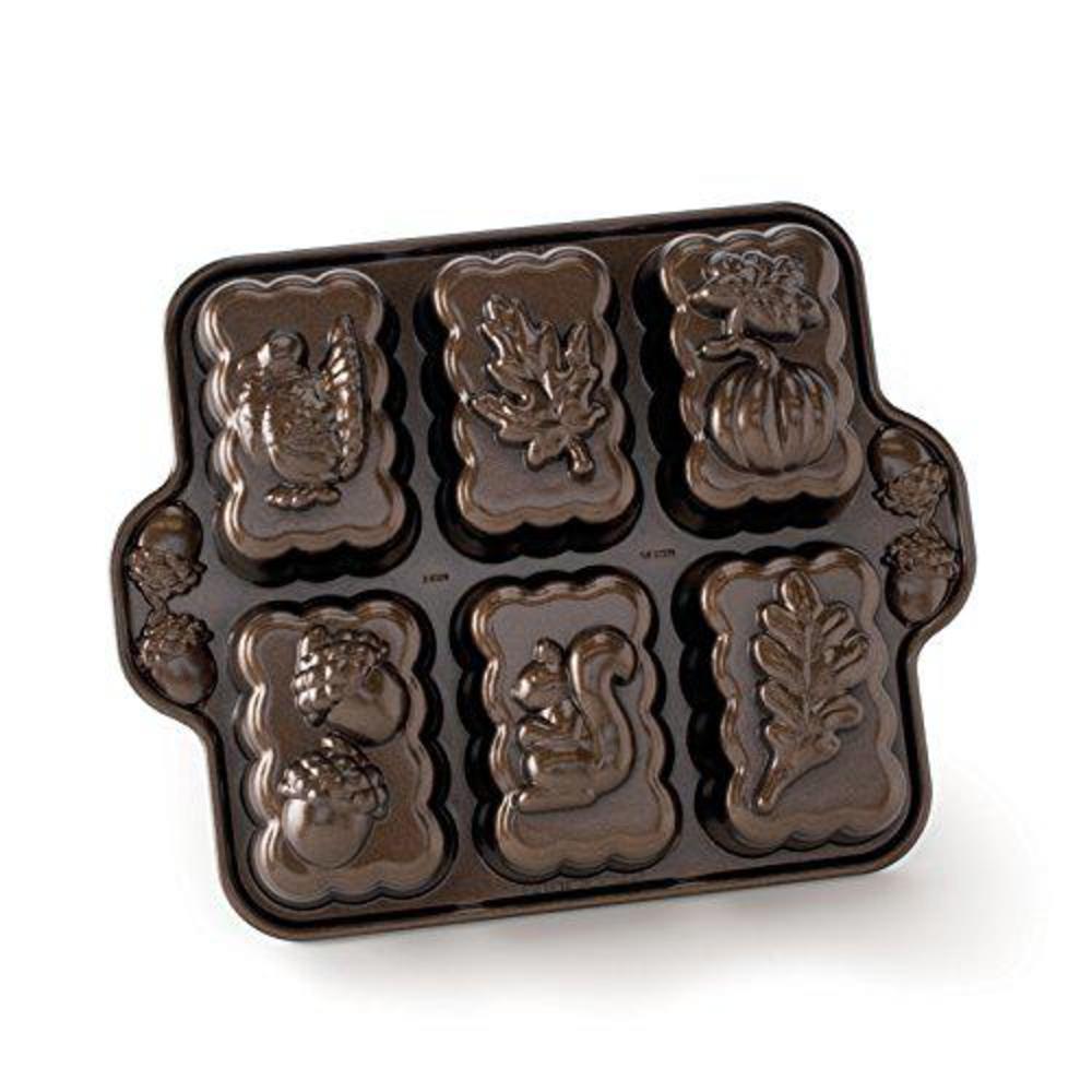 nordic ware harvest mini loaf pan, bronze, 11.38 x 9 x 1.88 inches, brown