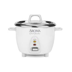 Aroma Housewares Select Stainless Rice Cooker & Warmer with Uncoated Inner Pot, 6-Cup(cooked) / 1.2Qt, ARC-753SG, White