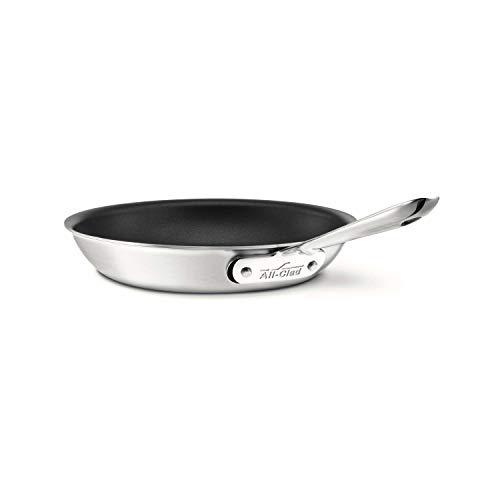 all-clad bd55110nsr2 d5 brushed 18/10 stainless steel 5-ply bonded dishwasher safe nonstick fry pan saute pan cookware, 10-in