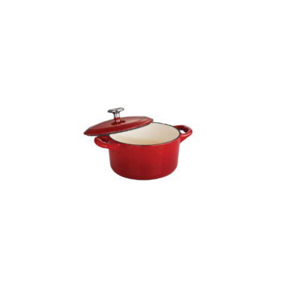 tramontina covered small cocotte enameled cast iron 24-ounce, gradated red, 80131/056ds