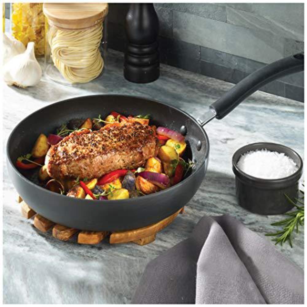 t-fal dishwasher safe cookware fry pan with lid hard anodized titanium nonstick, 12-inch, black
