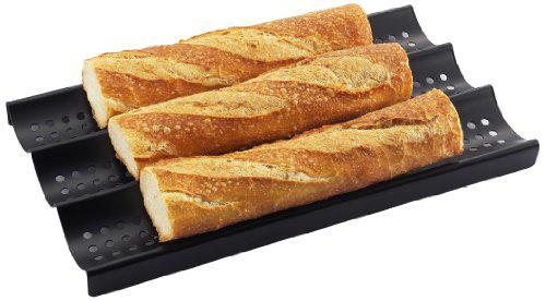 Urban Zen zenurban 870002 3-loaf perforated baguette french nonstick bread pan, 16 by 9-inch