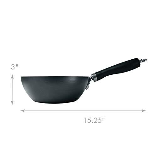 ecolution non-stick carbon steel wok with soft touch riveted handle, 8",black