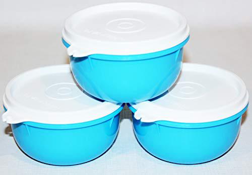 Tupperware Ideal Little Bowls Set of (3) Blue with White Seals