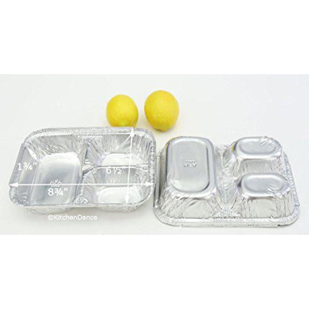 Handi-Foil disposable aluminum 3 compartment t.v dinner trays with board lid #210l (250)