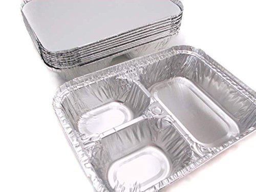 Handi-Foil disposable aluminum 3 compartment t.v dinner trays with board lid #210l (250)