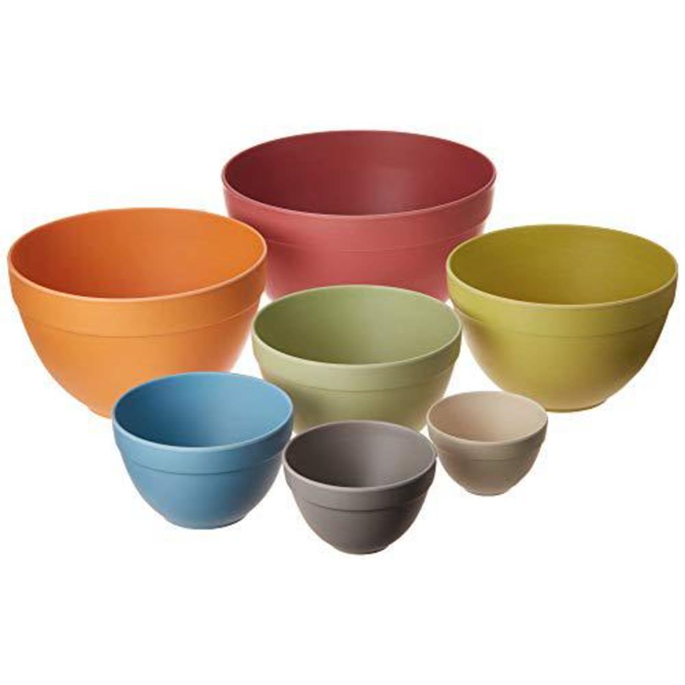 bamboozle nesting bowls set - pastel color | mixing bowl set for serving, baking, made of sustainable bamboo fiber | 7 piece