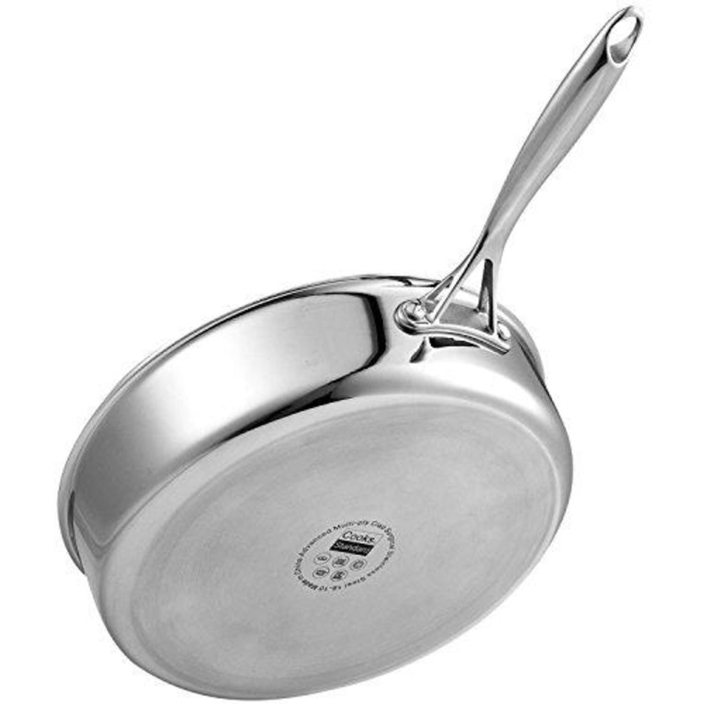 cooks standard 10.5-inch/4 quart multi-ply clad deep saute pan with lid, stainless steel