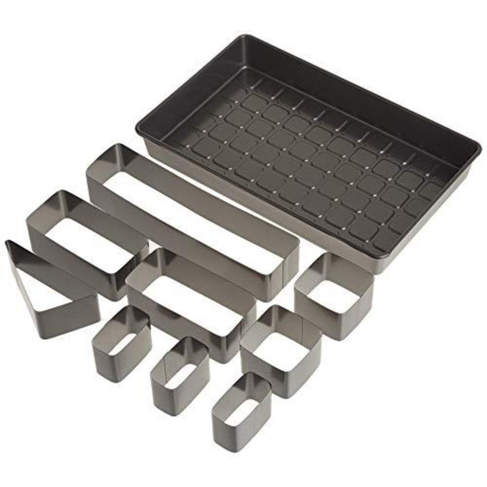wilton letters and numbers adjustable non-stick cake pan set, 10-piece set, steel