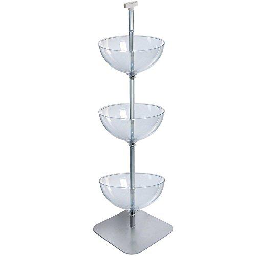 azar displays 751603 product display bowls for retail stores | stacked bowls with rack & flat base - floor standing tiered bo
