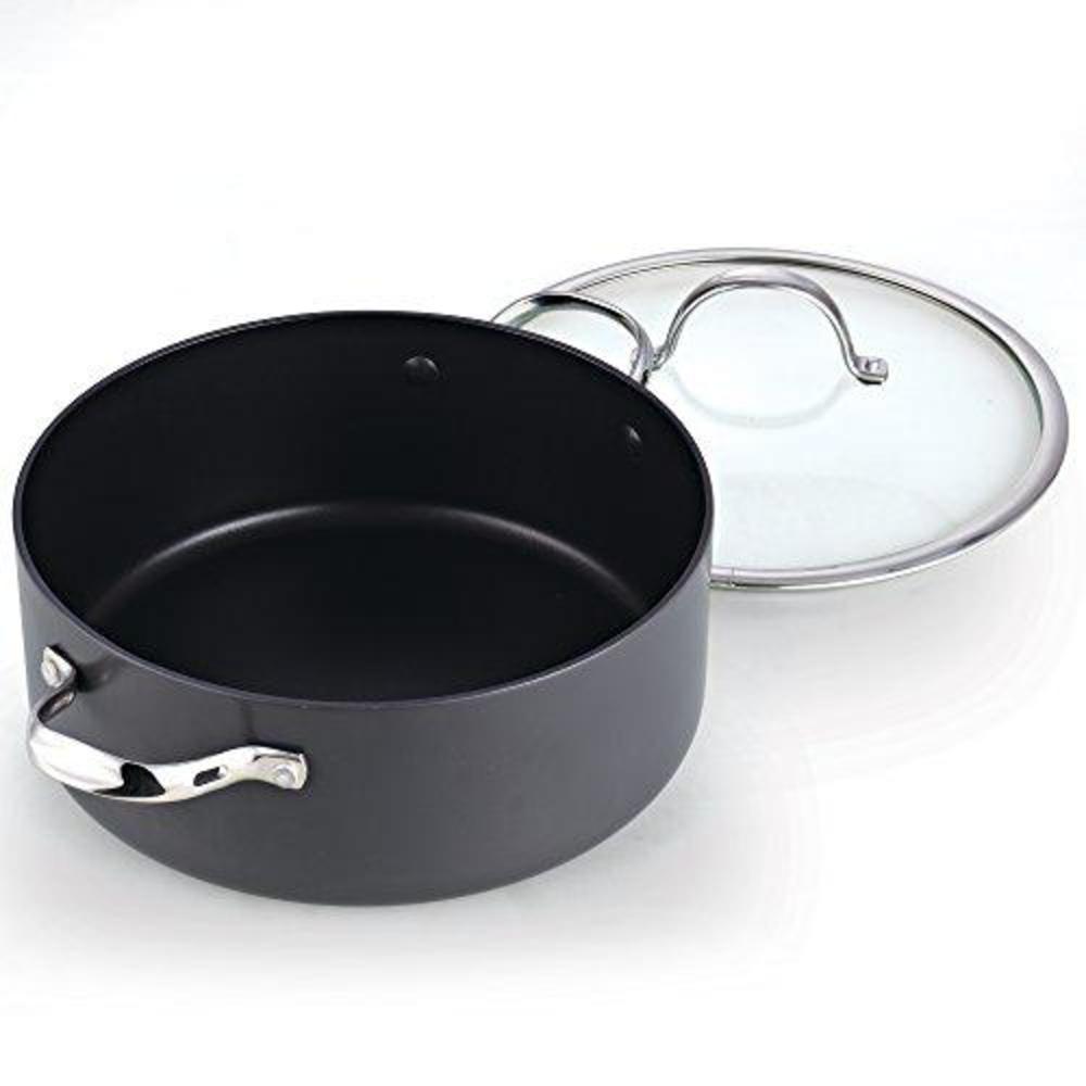 cooks standard lid 7 quart hard anodized nonstick dutch oven casserole stockpot, black