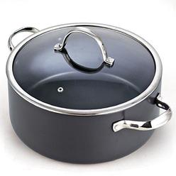 cooks standard lid 7 quart hard anodized nonstick dutch oven casserole stockpot, black