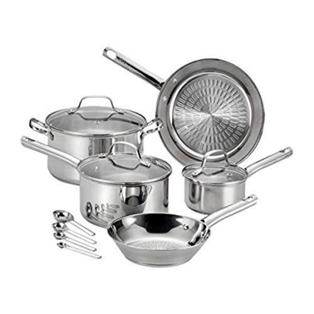 t-fal pro e760sc performa stainless steel dishwasher oven safe cookware set, 12-piece, silver, 0