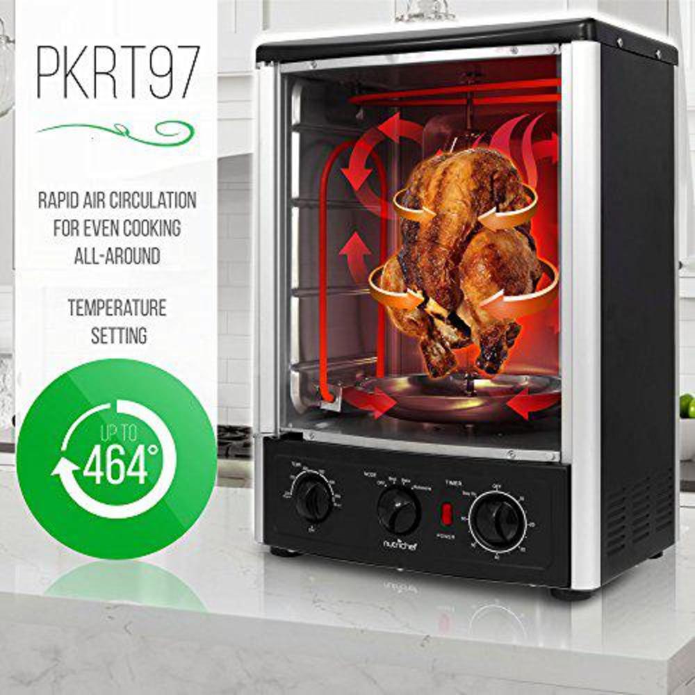 nutrichef pkrt97 upgraded multi-function rotisserie vertical countertop oven with bake, turkey thanksgiving, broil roasting k