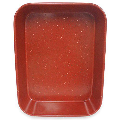casaware ceramic coated nonstick lasagna/roaster pan 13 x 10 x 3-inch (red granite)
