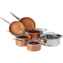gotham steel 10-piece kitchen set with non-stick ti-cerama coating by chef daniel green - includes skillets, fry pans, stock 