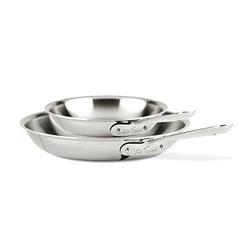 all-clad d3 stainless steel frying pan 8 and 10 inch cookware set, 2, silver