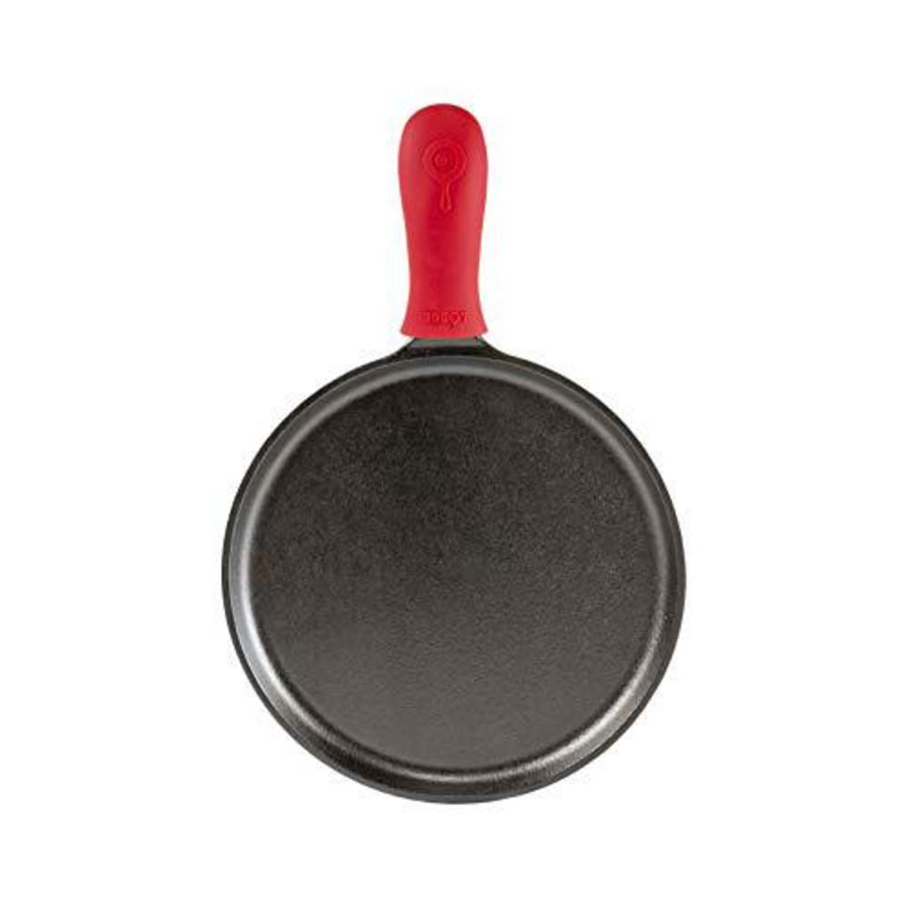 lodge cast iron griddle and hot handle holder, 10.5", black/red
