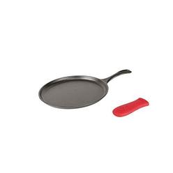 lodge cast iron griddle and hot handle holder, 10.5", black/red