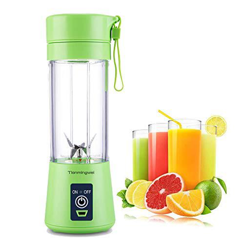 TMW RNAB07CWMQ7RJ portable blender personal 6 blades juicer cup household  fruit mixer, with magnetic secure switch, usb charger cable (green)