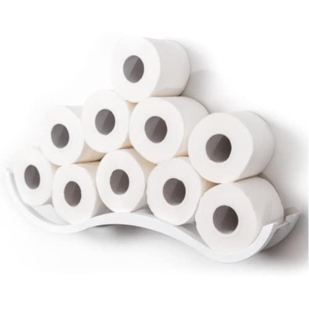 ewartwoods wood toilet paper holder toilet paper shelf wood holder for toilet paper - wave (white)