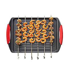 Jean-Patrique cast aluminium griddle plate for stove top & 6 stainless steel skewers lighter than cast iron griddle me this bbq-style cooki
