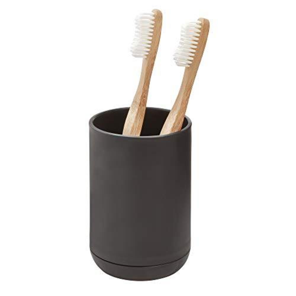idesign 28537 cade holder, holds normal toothbrushes, spin brushes, and toothpast, matte black